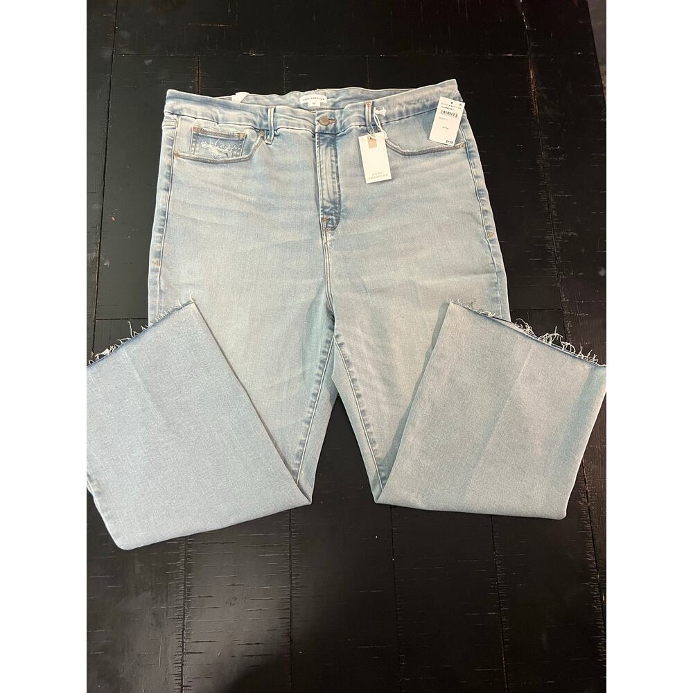 NWT 22 Plus Good American Indigo715 Good Legs Cropped Mini Bootcut Jeans - Picture 3 of 7